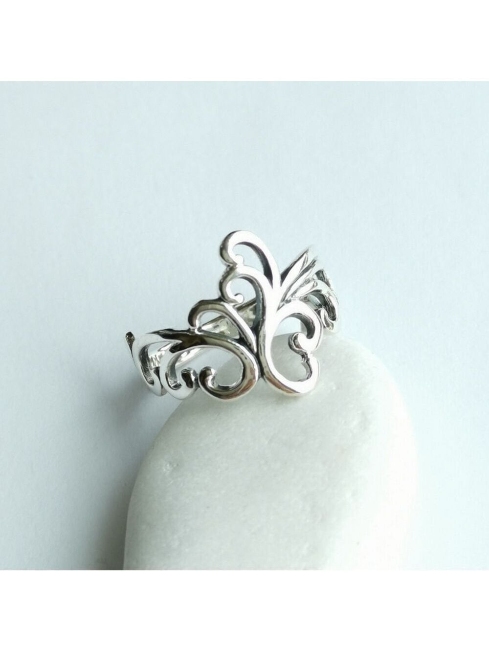 Sterling silver filigree swirl band sz 7 Renaissance revival 🆕
